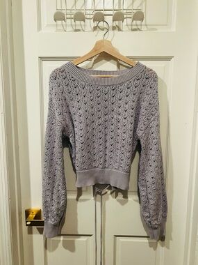 Lilac Open-Knit Women's Sweater